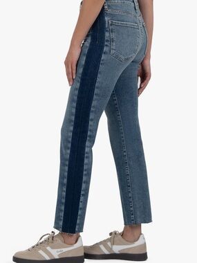 Kut from the Kloth Two-Tone Straight Leg Jeans - Blue
